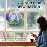 Hanway Suncatcher in Colorful Stained Glass 12" Dia - Genuine Brightly Colored Glass, Protective Metal Edge, Ready to Use Hanging Chain, for Window, Garden (Alocasia)