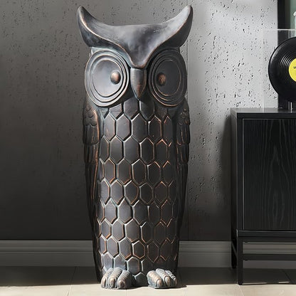 Wallowa 40 Inches Tall Large Outdoor and Indoor Statue, Garden Sculptures, Faux Stone Owl Sculpture, Garden Decoration, Large Statue for Living Room, Tall Standing Sculpture for Home, Porch, Backyard