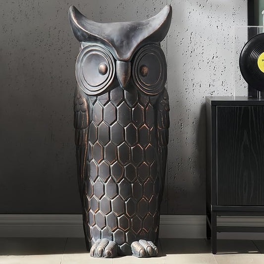 Wallowa 40 Inches Tall Large Outdoor and Indoor Statue, Garden Sculptures, Faux Stone Owl Sculpture, Garden Decoration, Large Statue for Living Room, Tall Standing Sculpture for Home, Porch, Backyard