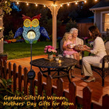 Go2garden Solar Owl Garden Gifts Lights Outdoor, 3D Waterproof Colorful Yard Art Decor with Stakes for Pathway Sidewalk Ornaments, Birthday Garden Gifts for Mom Women(1Pack)