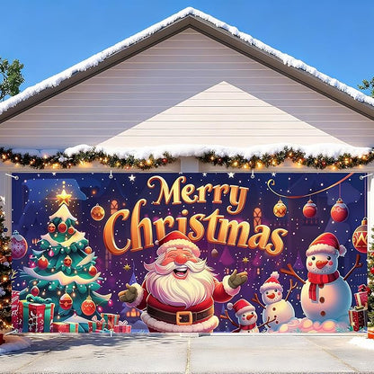 6 x 13 ft Christmas Garage Door Decorations Merry Christmas decorations Xmas Garage Door Cover, Happy New Year Hanging Banner for Home,Outdoor,Indoor,Party (Merry Christmas-Purple, 6 x 13 ft)