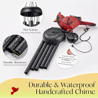 Memorial Wind Chimes for Outside,Cardinal Wind Chimes for Loss of Loved One,Sympathy Wind Chime,Memorial Gifts for Loss of Mother,Sympathy Gifts for Loss of Dad,Windchimes in Memory of a Loved One