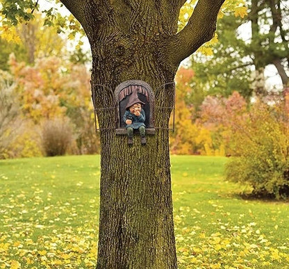 vomiceak Whimsical Fairy Garden Gnome Statue, Tree Faces Decor Outdoor -5.9 Inch, Funny Garden Tree Decoration,Ideal Patio Yard Lawn Porch Decoration