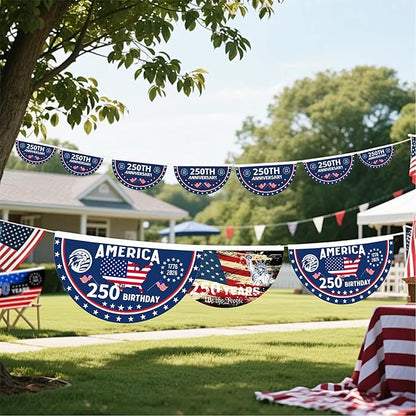 2PCS 250th Anniversary USA Flag, 1.5X3 FT 1776-2026 Fan Flags, 2 Ply Year American Anniversary Flag for Wall, Front Door, Porch, Fence, Outdoor Decorations (Style 2)