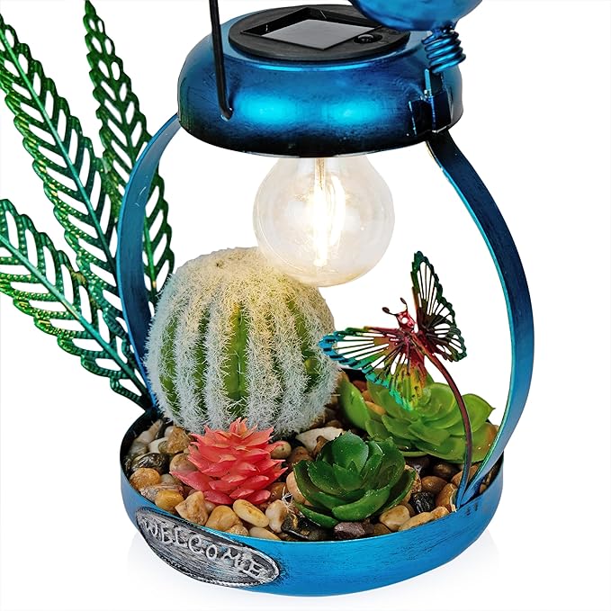 Alpine Corporation 16" H Outdoor Solar-Powered Metal Flamingo Yard Statue, with Enclosed LED Lights, Garden Decor for Patio, Lawn or Porch, Blue