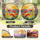 Stained Glass Window Hanging Sunrise Suncatcher, Renyalora 10 Inch Round Wildflower Glass Sun Catcher for Window Wall Art for Home, Patio, Porch, Outdoor Garden Décor Gift for Nature Lovers & Women