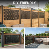 6FT Metal Privacy Screen Outdoor – Decorative Laser Cut Privacy Fence Panel for Patio, Deck & Garden, Rustproof Steel Privacy Divider, Modern Geometric Design, Freestanding Outdoor Privacy Screen