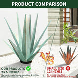 KODIBO Large Tequila Rustic Sculpture, Rustic Metal Agave Plants for Outdoor Patio Yard, Home Decor Hand Painted Metal Agave Garden Yard Statue, Outdoor Lawn Ornaments (Dark Blue - L (W/Solar Light))