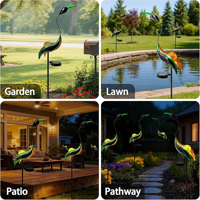 Solar Garden Statue Crane Yard Art Sculptures, Metal Heron Statues Outdoor for Patio Yard Lawn Porch Decorations, Garden Decor for Outside, House Warming Gifts - Mom Birthday Gifts