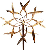 Stanwood Wind Sculpture: Kinetic Copper Wind Sculpture Dual Spinner - Dancing Willow Leaves