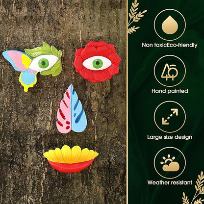 Vercraft 3 Pack Tree Face Decor Outdoor with Screws Old Man Ghost Tree Art for Easter Halloween Garden Outdoors and Indoors (Cute Style)