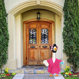 Shyyween Lady Porch Goose Outfits for 23'' Cement Plastic Geese Statue Clothes Hot Pink Bathrobe Curlers Coffee Cup for Outdoor Garden Lawn Yard Patio Decoration
