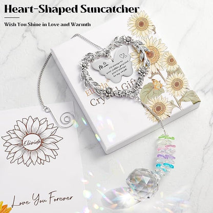 Christmas Sun Catcher Gift for Mom from Daughter, Moms Birthday Gifts Crystal Hanging Ornament, I Love You Mom Unique Mothers Day Rainbow Maker