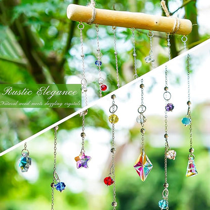 H&D HYALINE & DORA Crystal Sun Catcher Crystal Wind Chimes for Outside Rainbow Maker Suncatchers for Window Hanging Garden Home Decor
