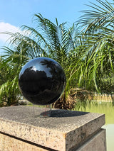 Gazing Ball for Garden Decor - 8-Inch Hollow Metal Sphere for Outdoor & Indoor Use, Patio, Yard, Flower Bed Accent Piece (Black)