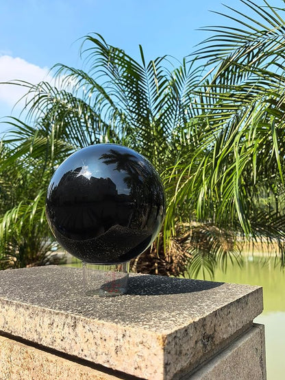Gazing Ball for Garden Decor - 8-Inch Hollow Metal Sphere for Outdoor & Indoor Use, Patio, Yard, Flower Bed Accent Piece (Black)