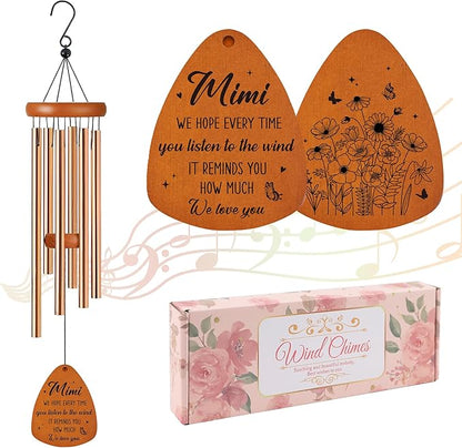 Mimi Wind Chimes for Outside, Gifts for Mimi Grandma Windchimes Outdoors for Patio Porch Garden Yard Hanging, Mothers Day Birthday Gifts for Mimi from Grandkids