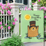 Happy Groundhog Day Garden Flag 12x18 Inch Double Sided Cute Groundhog with Top Hat and Sunshine Design Spring Outdoor Yard Flags Funny Holiday Porch Lawn Durable Banner for Home Garden Décor