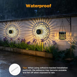 2 Pack Decorative Solar Mandala Lights, Solar Fence Lights Outdoor, Hanging LED Solar Deck Step Wall Lights Waterproof for Yard, Garden, Patio, Backyard Decor, Gifts for Mom Women, Warm White