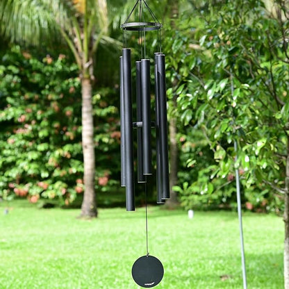 Vanquer Wind Chimes for Outside Deep Tone - 48'' Wind Chimes Outdoor Clearance, Deep Tone, Memorial WindChimes, Outdoor Décor, Wind Spinner, Sympathy Gift, Patio, Home Décor (Black)