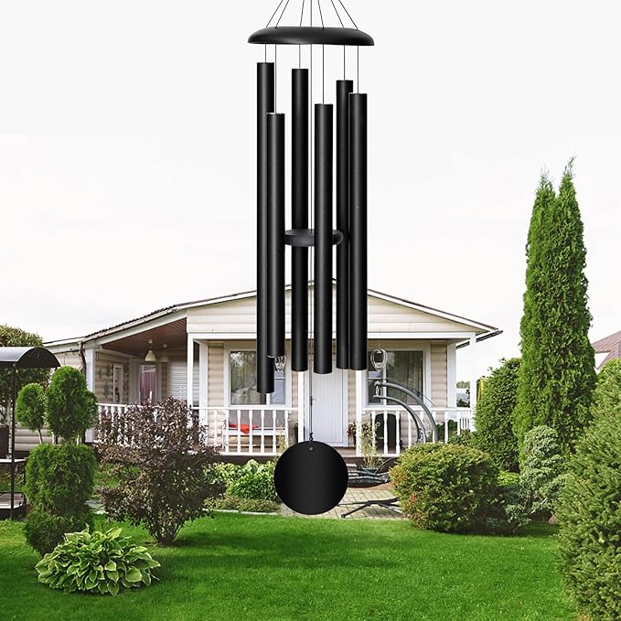 FDOCOI 45'' Wind Chimes Outdoor,Memorial Wind Chime, Large Wind Chimes for Outside Deep Tone, Sympathy Gifts. Black