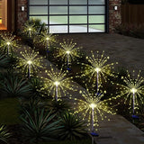 Solar Garden Firework Lights Outdoor Waterproof 6 Pack Solar Powered Art Stake Twinkle Lighting for Outside Decor, 120 LED Sparklers String Lights for Yard Pathway Patio Party Decorations (Warm White)