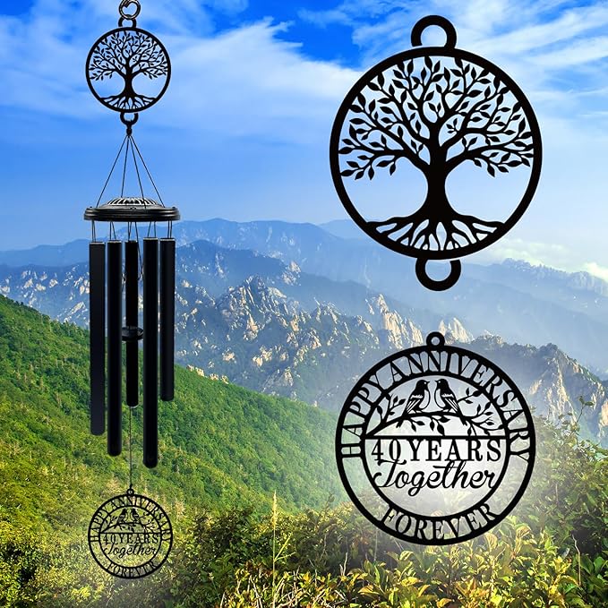 40th Wedding Anniversary Wind Chime Gifts for Parents Couple Husband Wife Friends Keepsake Decoration for Home or Garden