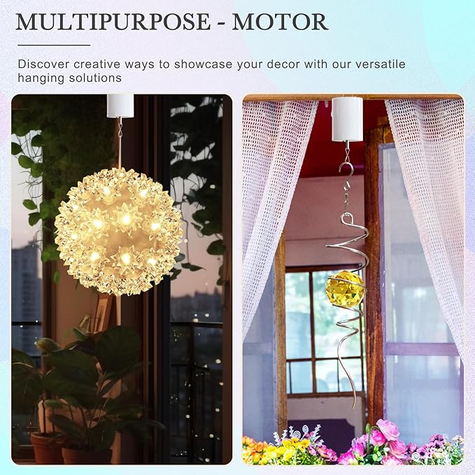 Wind Spinner Motor with Remote Control, Hanging Display Motor, Small Ornament Motor for Disco Ball, Baby Crib, Wind Chimes, Garden Decor, Christmas Decoration, Battery-Operated Motor 20 RPM