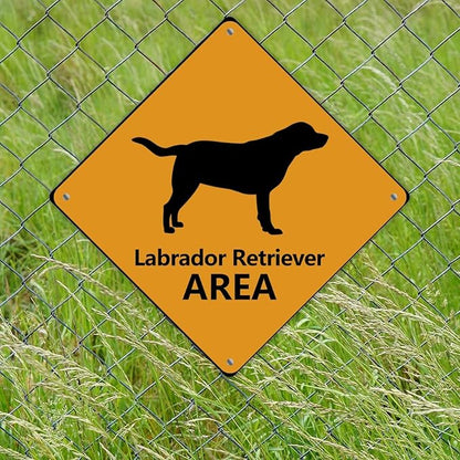 Labrador Retriever Crossing Sign Caution Labrador RetrieverDog Xing Sign Street Sign Wildlife Novelty Road Fence Wall Decor Warning Metal Tin Sign For Indoor Outdoor 15x15in
