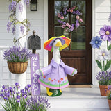 DECOHS 3 Pcs/Set Raincoat Porch Goose Outfits, Summer Lawn Goose Statue Raincoat Costume, Yard Goose Clothes Raincoats Umbrella Hat Outfit for 23" Statue Patio Garden Decoration (Purple)