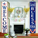 BlissYard 2Pcs Welcome Patriotic Door Banner 4th of July Decorations American Banners Hanging Porch Signs Decor for Independence Memorial Day Veterans Labor Day for Yard Indoor Outdoor Supplies