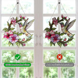 Stained Glass Window Hanging Hummingbird and Flower Suncatcher, Marzovitra 10 Inch Colorful Window Art Bird Sun Catcher for Home Decor, Garden, Patio, Gift for Nature and Bird Lovers
