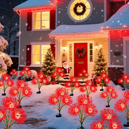 Solar Garden Flower Lights Outdoor, 8 Pack Red Spider Lily with Glowing Stems, Waterproof LED Yard Lawn Pathway Decor, Elegant Patio Garden Decoration, for Mom, Grandma, Women