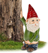 Relaxdays Peeing Gnome, Rude Figurine, Weatherproof, Frost Resistant, Garden Statue, Polyresin, Multicoloured, Synthetic Resin, 10 x 5 x 4 cm