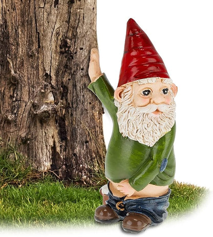 Relaxdays Peeing Gnome, Rude Figurine, Weatherproof, Frost Resistant, Garden Statue, Polyresin, Multicoloured, Synthetic Resin, 10 x 5 x 4 cm