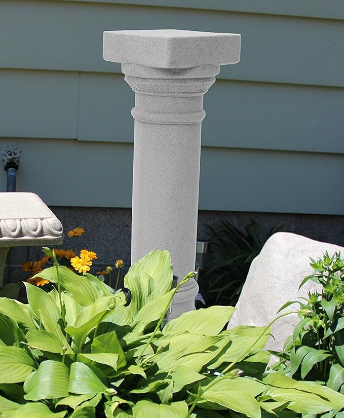 Greek Column Statue – Natural Granite Appearance – Made of Resin – Lightweight – 28” Height