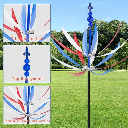 360° Outdoor Wind Spinner, Garden Pinwheels Metal Wind Sculpture Spinner with Gardens Stake, Rotating Windmill Yard Art Decor for Patio, Lawn & Garden (Color)