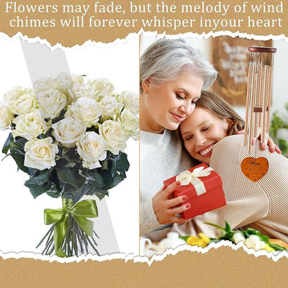 Mimi Gifts for Mother's Day Birthday Christmas Thanksgiving from Grandkids Grandchildren, Mimi Garden Gifts for Grandma, 26Inch Wind Chimes for Outside with S Hook Greeting Card