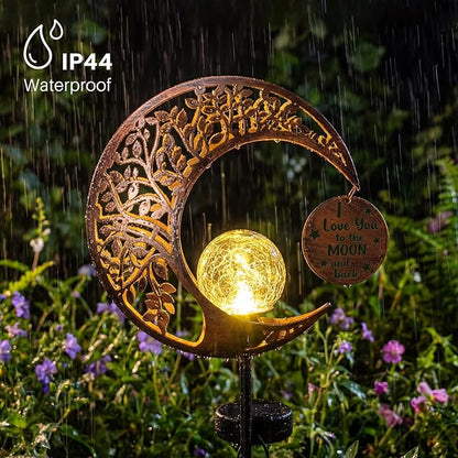 MEBRUDY Solar Garden Decor Lights with Tag, Moon Solar Light Waterproof Outdoor Decor for Yard, Lawn, Patio, Pathway, Garden Gifts for Mother, Grandma, Women