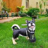 Black Husky Path Companion with Solar Lantern and Double-Sided Sign, Standing Husky Statue for Terrace, Walkway, Patio & Porch