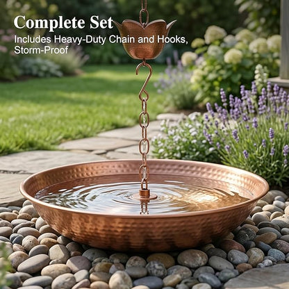 DUSVALLY Rain Chain Anchoring Basin 10.8 inch Water Feature Basin, Garden and Terrace Decoration Rain Chain Basin for Rainwater Collection Roof Drainage Ditch Downspouts, Gold
