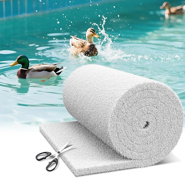 Classic Koi Pond Filter Pad, 12” x 72" Thick Aquarium Filter Floss Roll Reusable Cut to Fit Aquarium Media Pad for Outdoor Koi Ponds, Aquariums, Fish-Safe Polyester Material