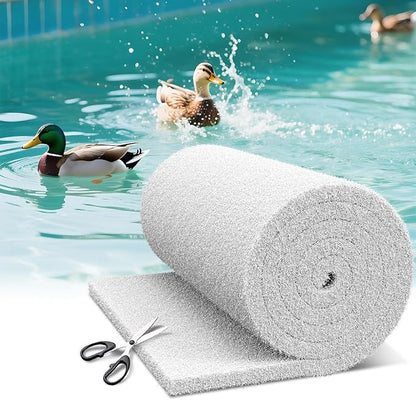 Classic Koi Pond Filter Pad, 18” x 72" Thick Aquarium Filter Floss Reusable Cut to Fit Aquarium Media Pad for Outdoor Koi Ponds, Aquariums, Fish-Safe Polyester Material