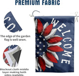 4th of July Sunflower House Flag Red White Blue Floral Garden Flags 28x40 Double Sided Large Memorial Independence Day Banner for Outside Outdoor Patriotic Decor