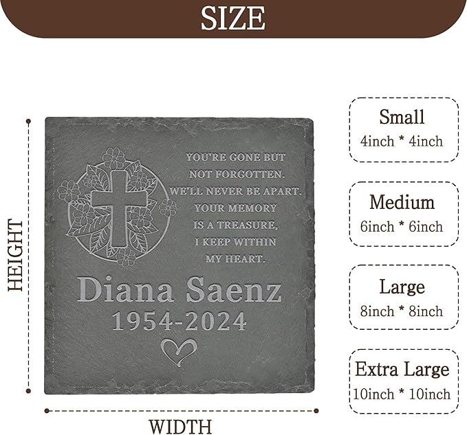 Personalized Memorial Stone Memorial Garden Stone - Sympathy Gifts for Loss of Dad, Mom or Loved One - Bereavement, Remembrance and Condolence Gift - Keep Within My Heart Square