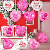 18 Pcs Happy Mother's Day Inflatable Heart Yard Decorations Large Mother's Day Heart Inflatable Hanging Ornament Giant PVC Outdoor Decoration for Mothers Day Garden Lawn Party