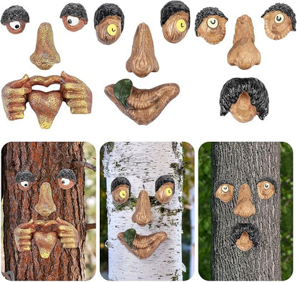 Vercraft 3 Pack Tree Face Decor Outdoor with Screws Old Man Ghost Tree Art for Easter Halloween Garden Outdoors and Indoors(Classic Style)