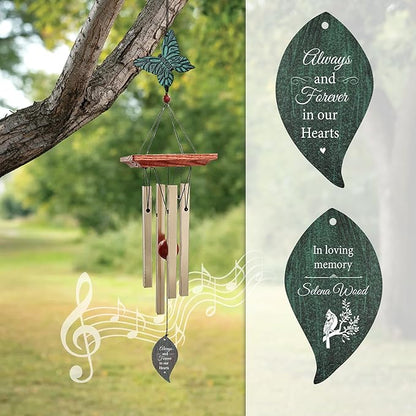 ASTARIN Cardinal Memorial Wind Chimes, Personalized 26" Small Metal Symphthy Wind Chime, Bereavement Gift for Loss of Loved One Father Mother, Dragonflie Damselflie Decor for Outside Patio Garden