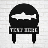 Personalized Trout Fishing Yard Statue Stake in Heaven Metal Outdoor Garden Art Decor Memorial Remembrance Sculpture for Yard Garden Porch Lawn Grassland Park Farm Flowerpot Decor.