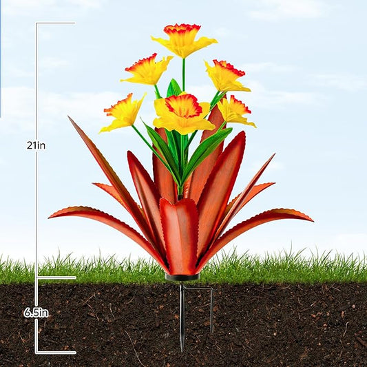 TOMBABY Huge Metal Agave Plants Outdoor Decoration Outdoor Garden Decorated with Flowers Mexican Yard Art Plant Garden Gift (Yellow 2 Pack)